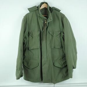 Vintage Cold Weather Field Coat Large Long Military USA Gorpcore Utility Green